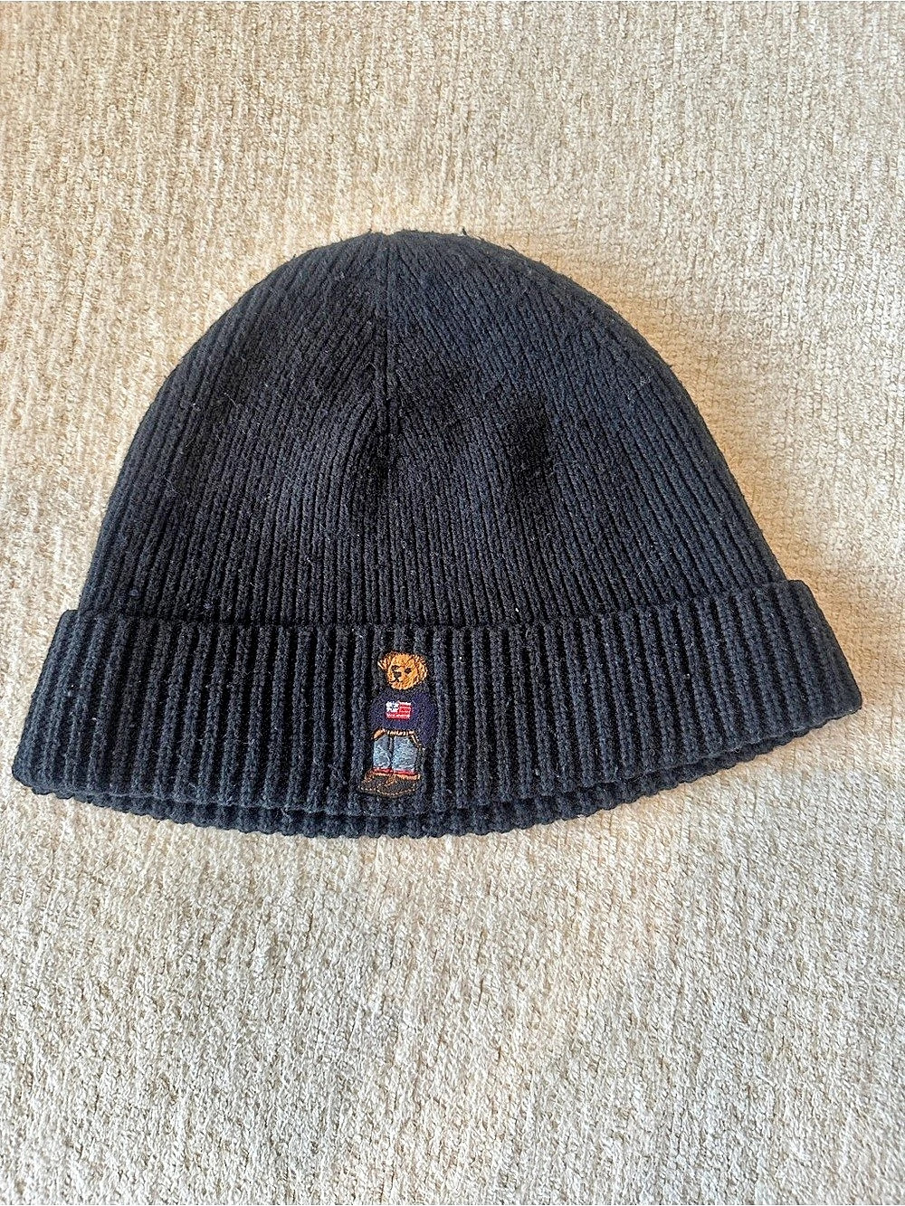 Polo Ralph Lauren Polo Bear Black Beanie Like New